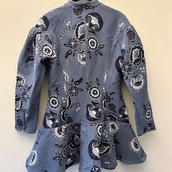 Free People x Charo Ruiz Ibiza Ara Mini Dress Small New Blue Floral Jacquard - Picture 6 of 8